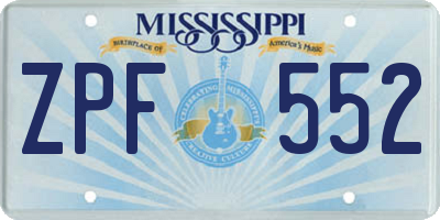 MS license plate ZPF552