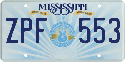 MS license plate ZPF553
