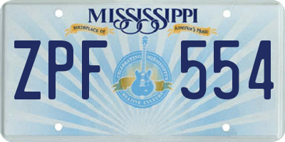 MS license plate ZPF554