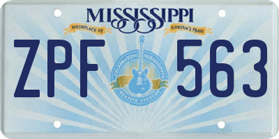 MS license plate ZPF563