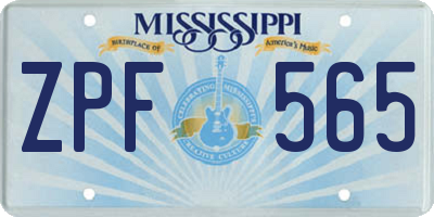 MS license plate ZPF565