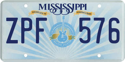 MS license plate ZPF576
