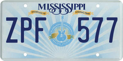MS license plate ZPF577
