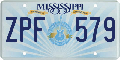 MS license plate ZPF579