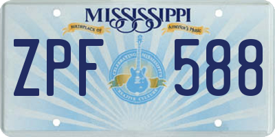 MS license plate ZPF588