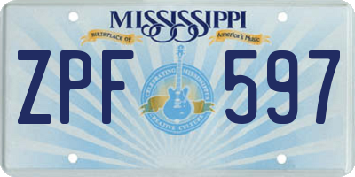 MS license plate ZPF597