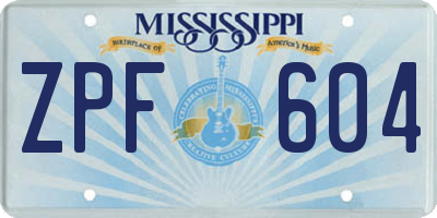 MS license plate ZPF604