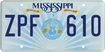 MS license plate ZPF610