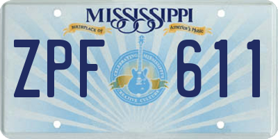 MS license plate ZPF611