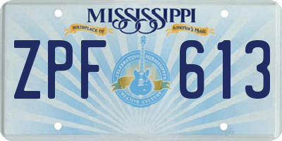 MS license plate ZPF613