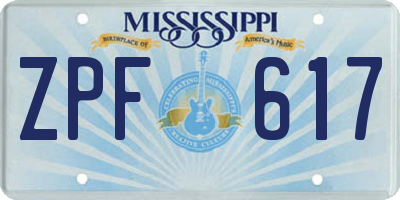 MS license plate ZPF617