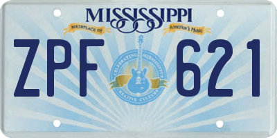 MS license plate ZPF621