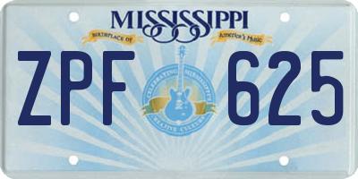 MS license plate ZPF625