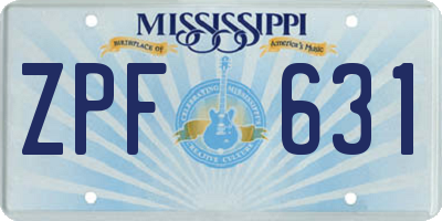 MS license plate ZPF631