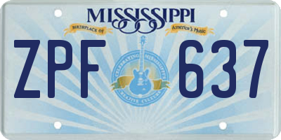 MS license plate ZPF637