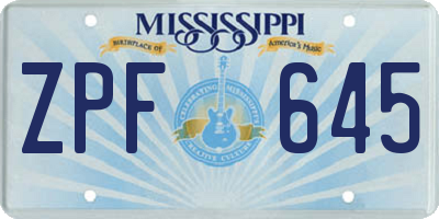 MS license plate ZPF645