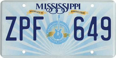 MS license plate ZPF649
