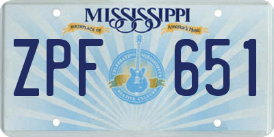MS license plate ZPF651