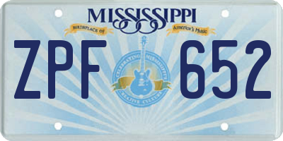 MS license plate ZPF652