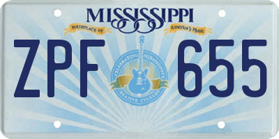MS license plate ZPF655