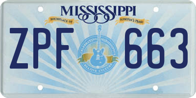 MS license plate ZPF663