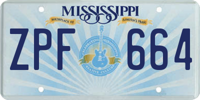 MS license plate ZPF664