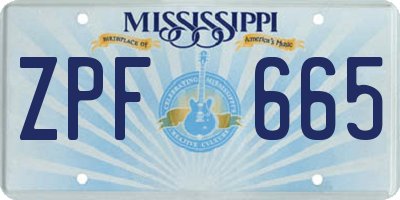 MS license plate ZPF665