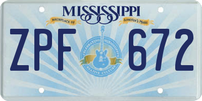 MS license plate ZPF672