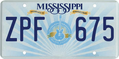 MS license plate ZPF675
