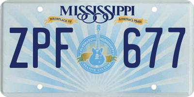MS license plate ZPF677