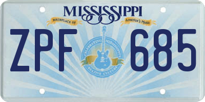 MS license plate ZPF685