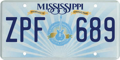 MS license plate ZPF689