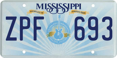 MS license plate ZPF693