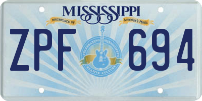 MS license plate ZPF694