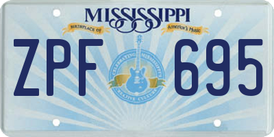 MS license plate ZPF695