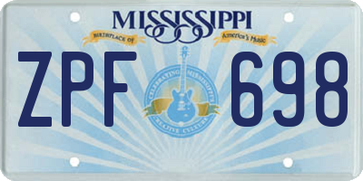 MS license plate ZPF698