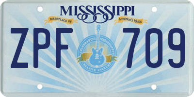 MS license plate ZPF709