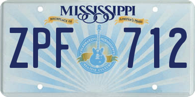 MS license plate ZPF712
