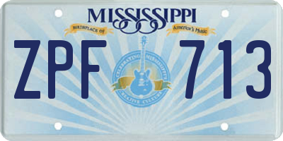 MS license plate ZPF713
