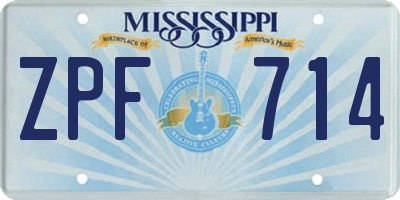 MS license plate ZPF714