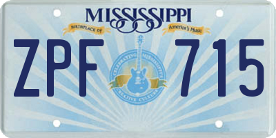 MS license plate ZPF715