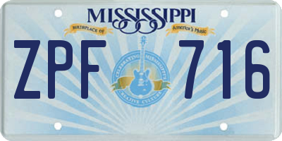 MS license plate ZPF716