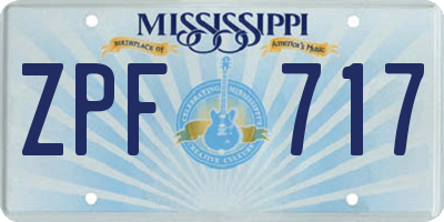 MS license plate ZPF717