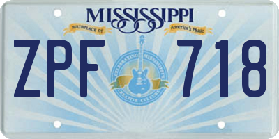 MS license plate ZPF718