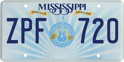 MS license plate ZPF720