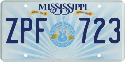 MS license plate ZPF723