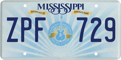 MS license plate ZPF729