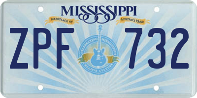 MS license plate ZPF732
