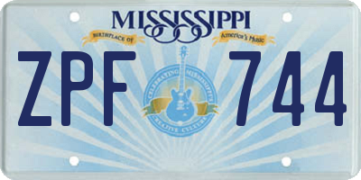 MS license plate ZPF744