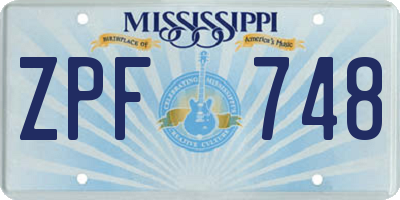 MS license plate ZPF748